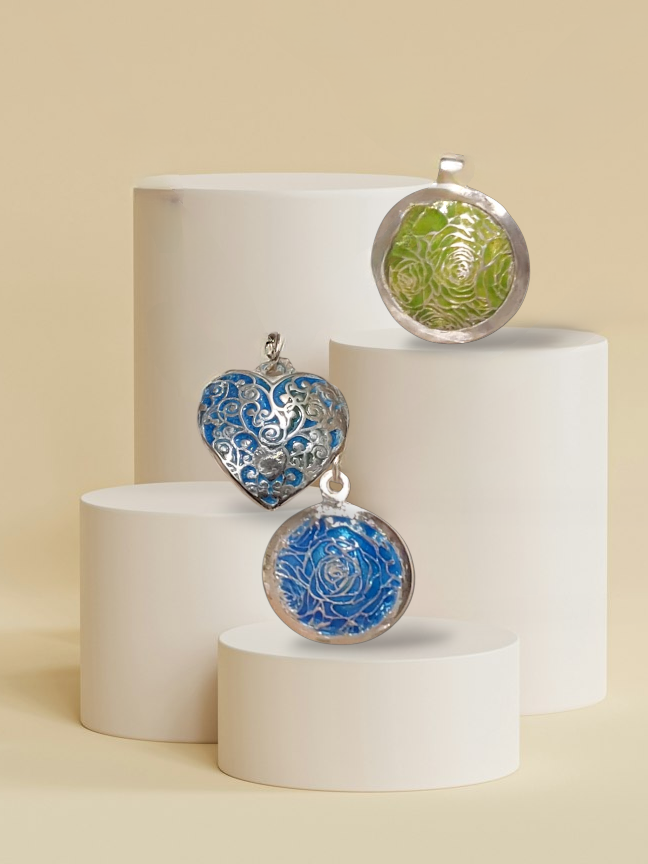 Pendentif fleurs argent émaillé - BOUQUET Précieux - Maison CALUB