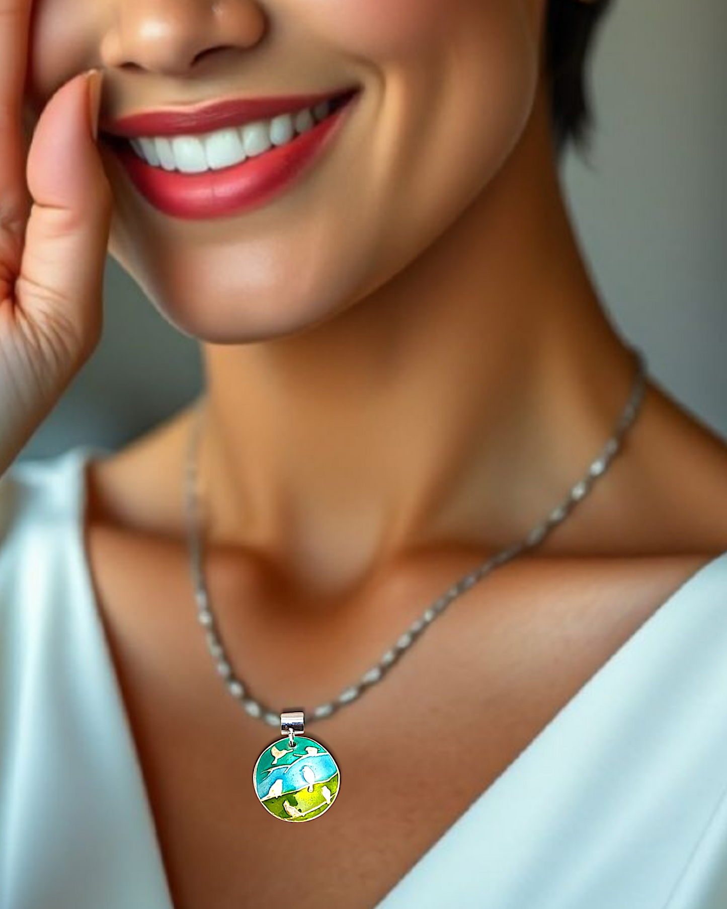 Pendentif LES ZOZIAUX émail grand feu transparent sur argent fin - Maison CALUB
