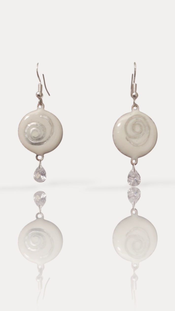 Boucles d'oreilles émail et argent - TOURBILLON de Crème - Maison CALUB