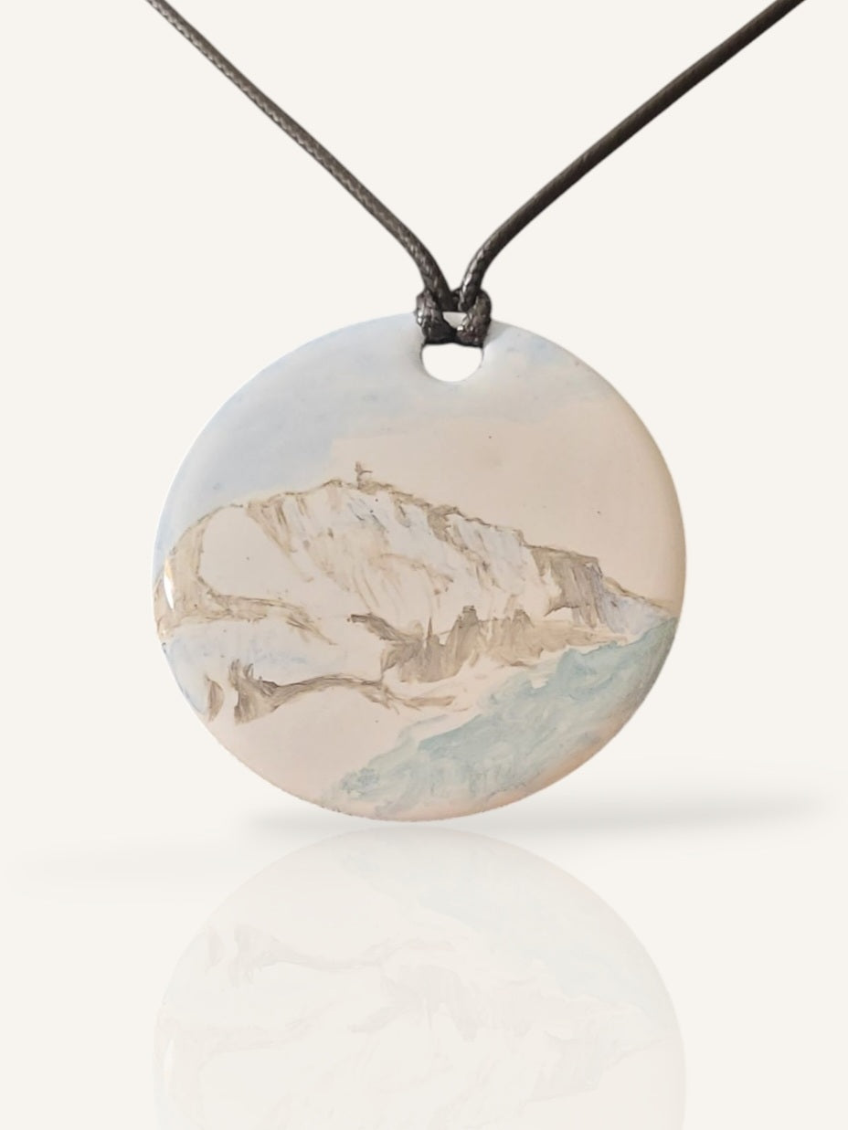 Grand pendentif en email sur cuivre - SAINTE VICTOIRE