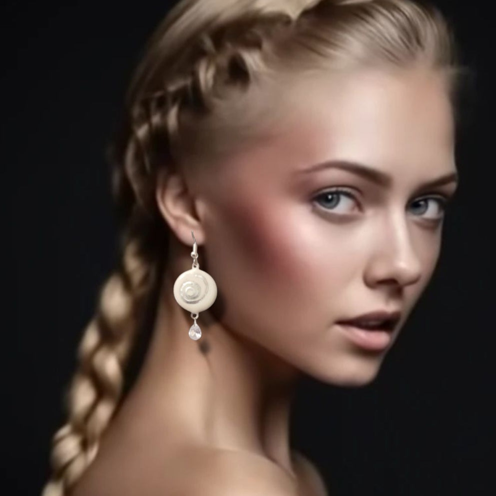 Boucles d'oreilles émail et argent - TOURBILLON de Crème - Maison CALUB