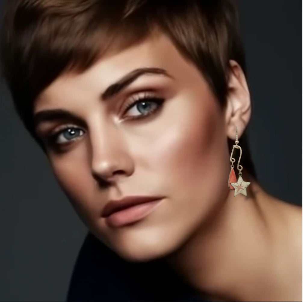 Boucles d'oreilles argent et email sur cuivre - STARLETTES