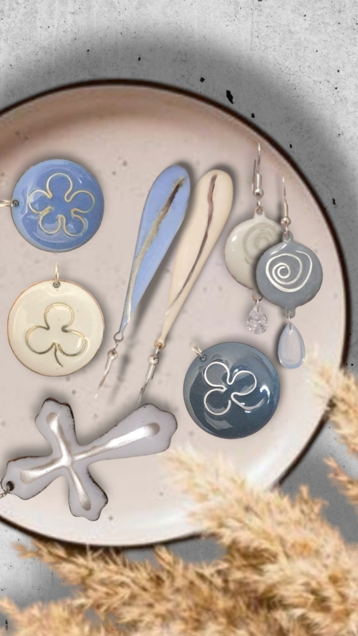 Pendentif Trèfle émail sur cuivre - UNIQUE - Maison CALUB