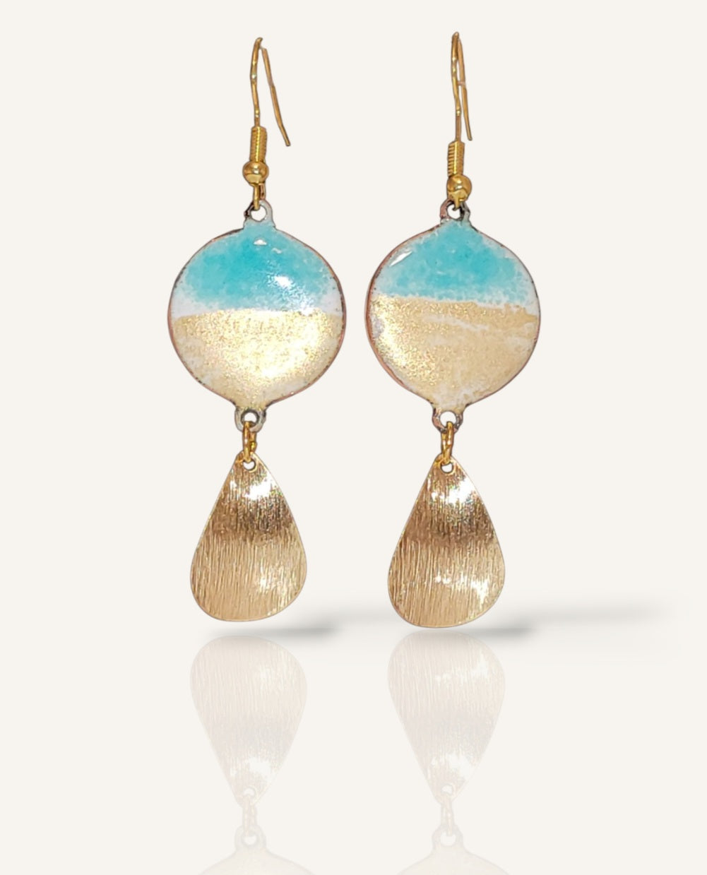 Boucles d'oreilles CARRY - email sur cuivre et mica doré