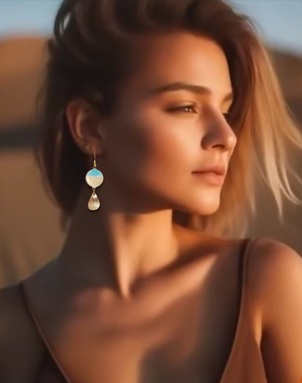 Boucles d'oreilles CARRY - email sur cuivre et mica doré
