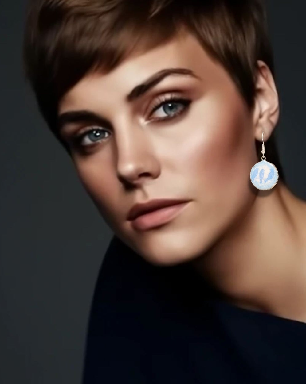Boucles d'oreilles BLUE BIRDS - émail opaque sur fond de cuivre