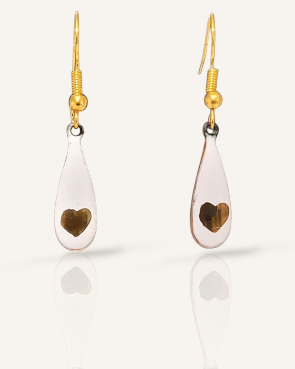 Boucles d'oreilles petit coeur d'or lustre or émail blanc - Maison CALUB