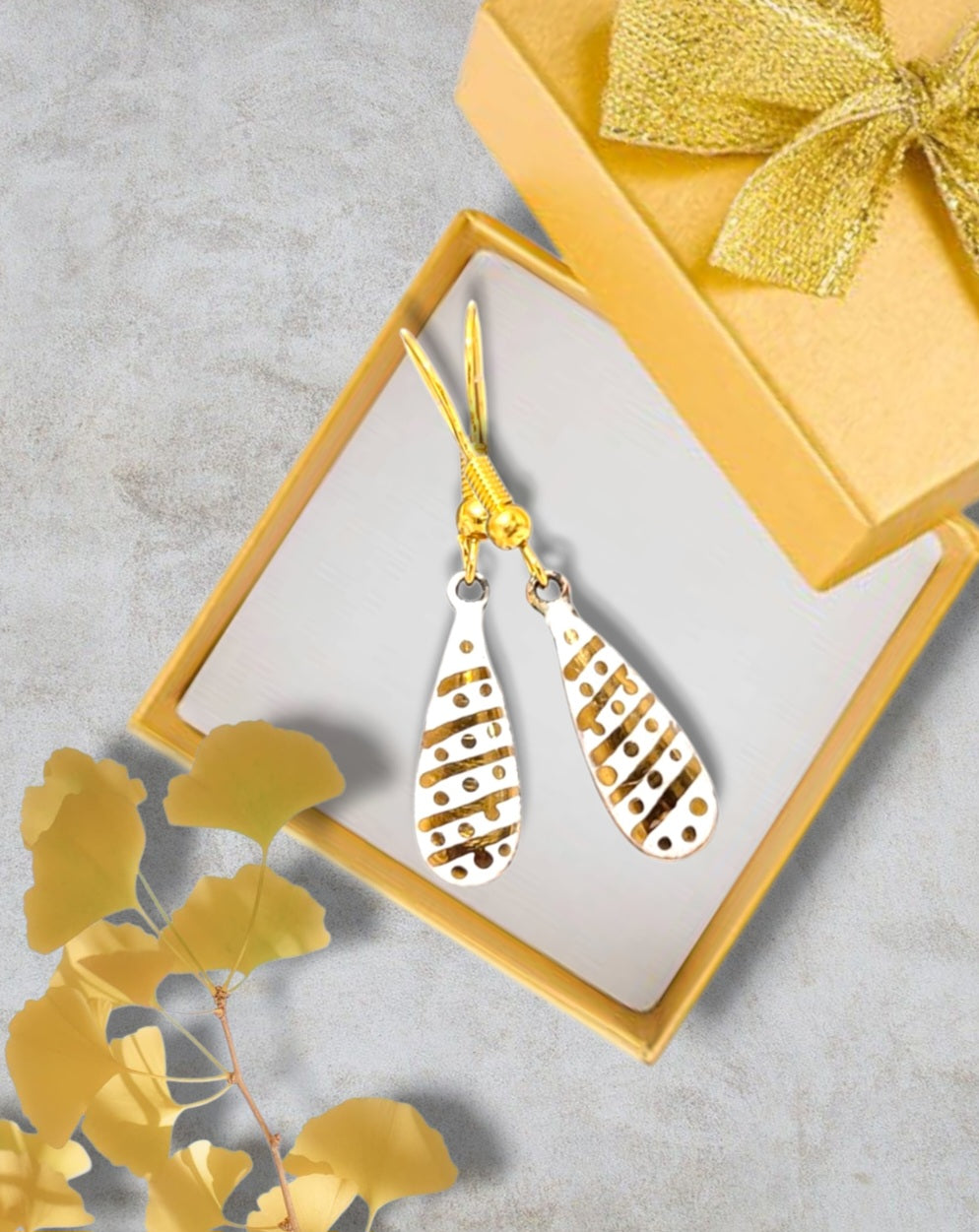 Petites boucles d'oreilles GUIRLANDES émail sur cuivre et or - Maison CALUB