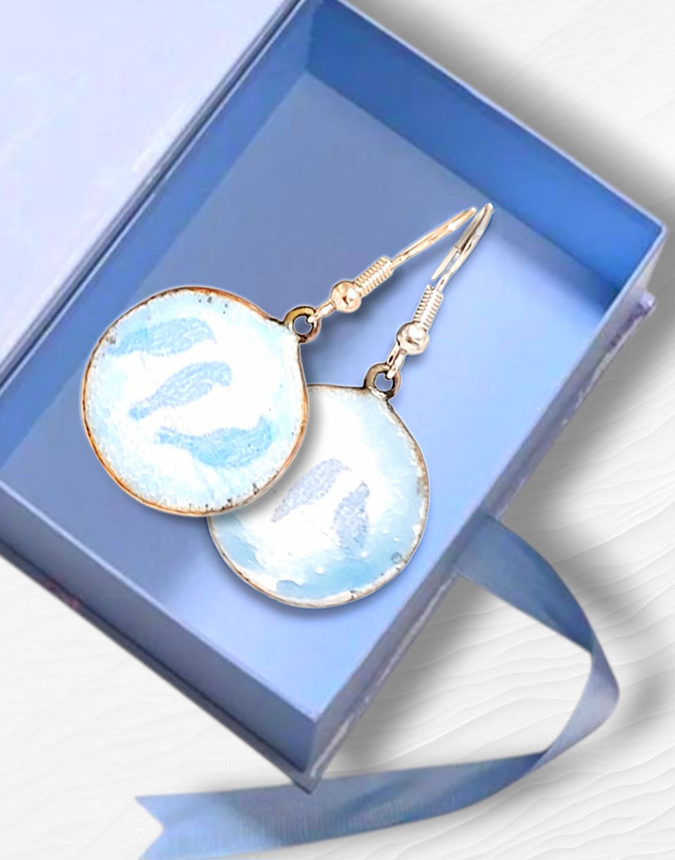 Boucles d'oreilles BLUE BIRDS - émail opaque sur fond de cuivre