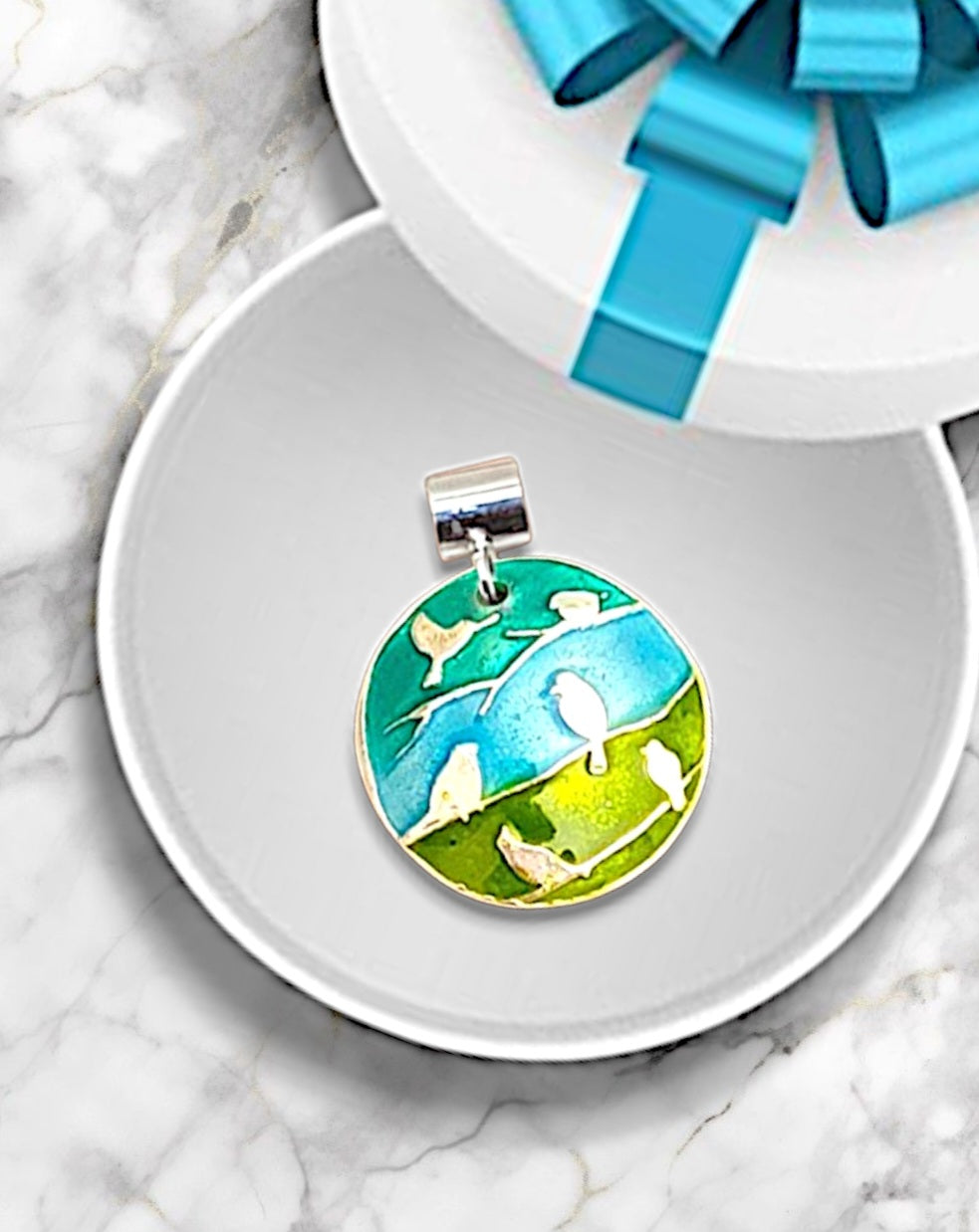 Pendentif LES ZOZIAUX émail grand feu transparent sur argent fin - Maison CALUB