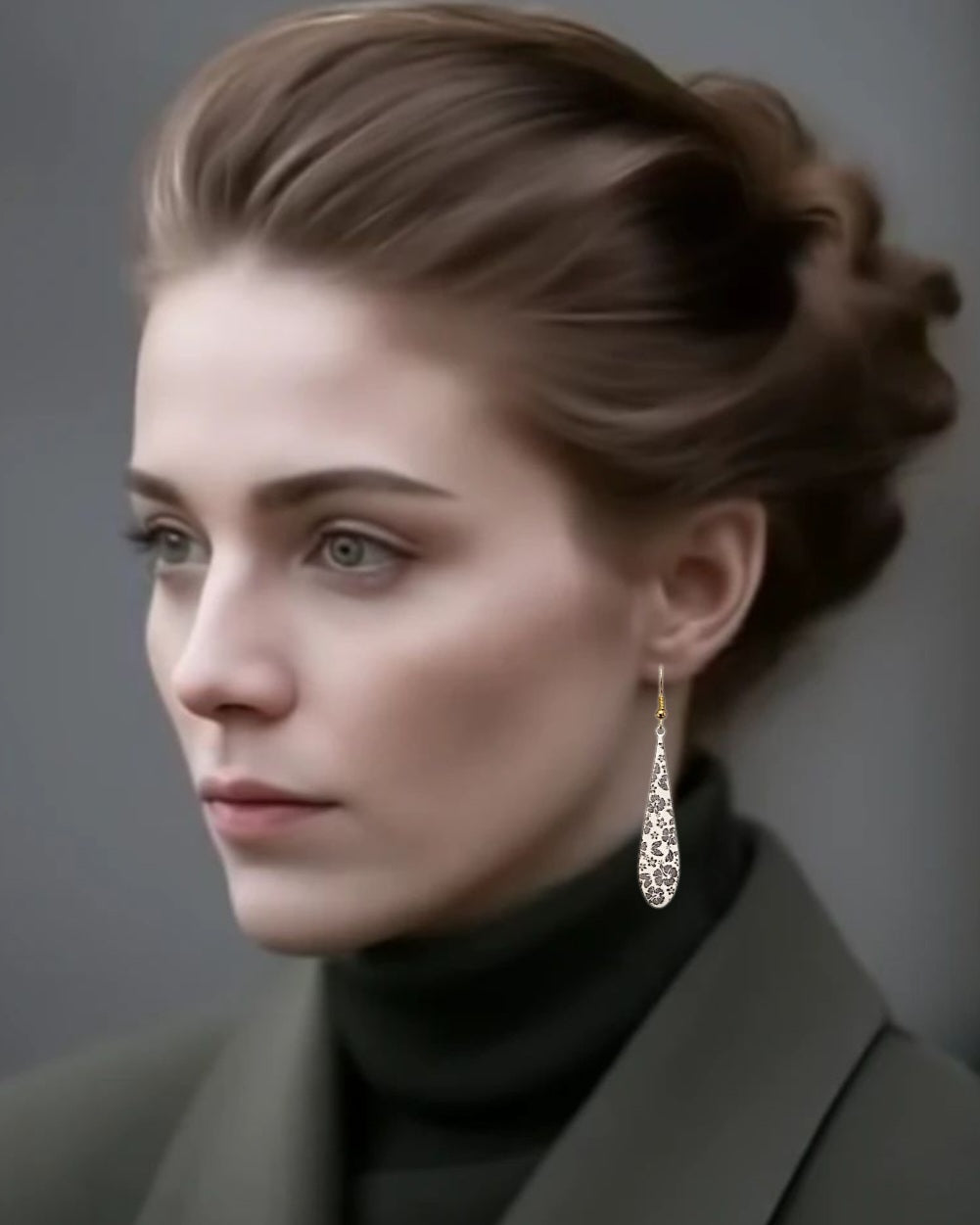Longues Boucles d'oreilles en émail sur cuivre - OMBRE fleurie