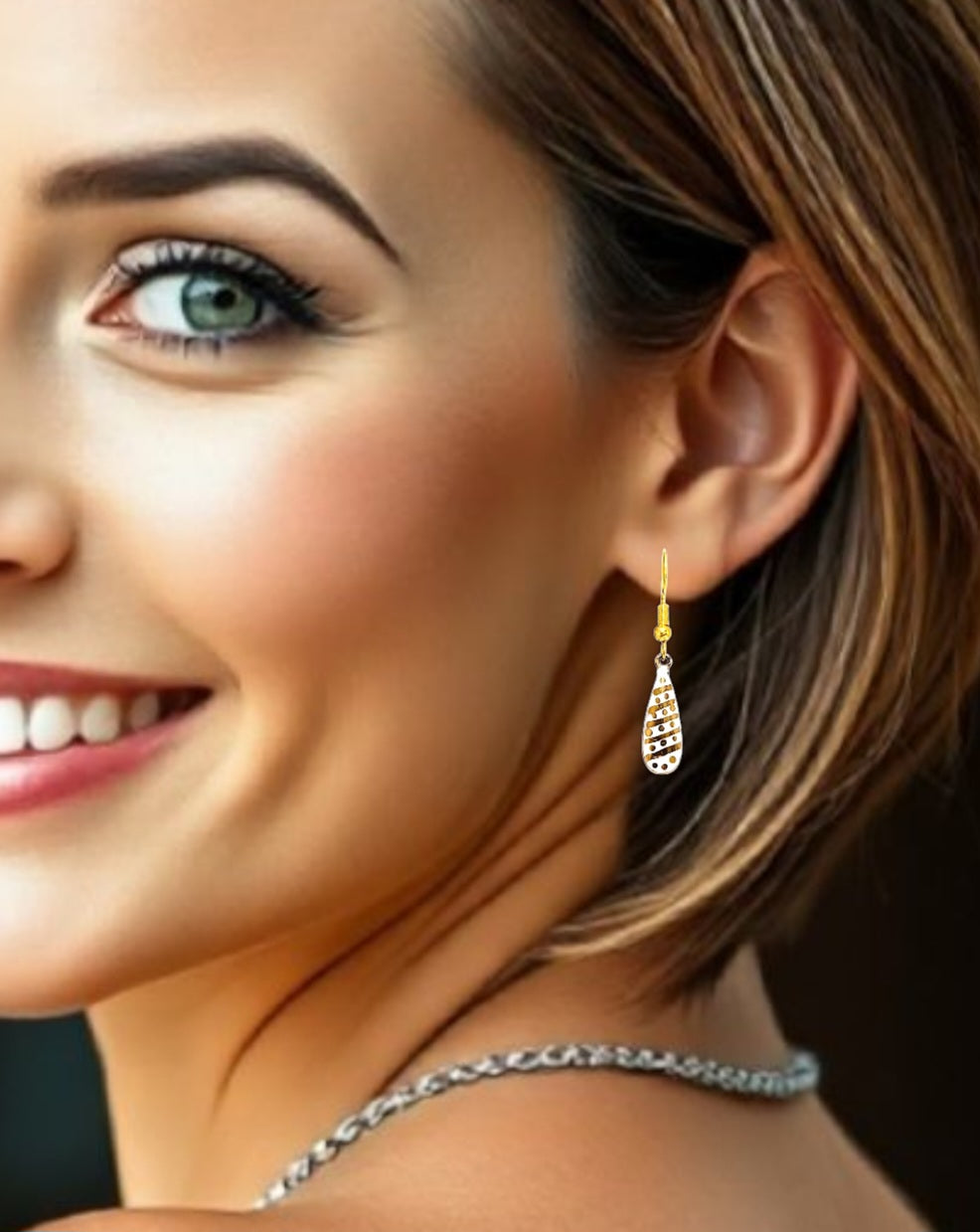 Petites boucles d'oreilles GUIRLANDES émail sur cuivre et or - Maison CALUB