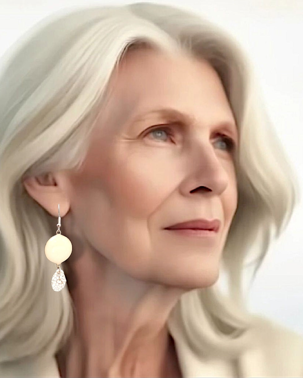 Boucles d'oreilles émail et argent - PEPITE à la Crème - Maison CALUB
