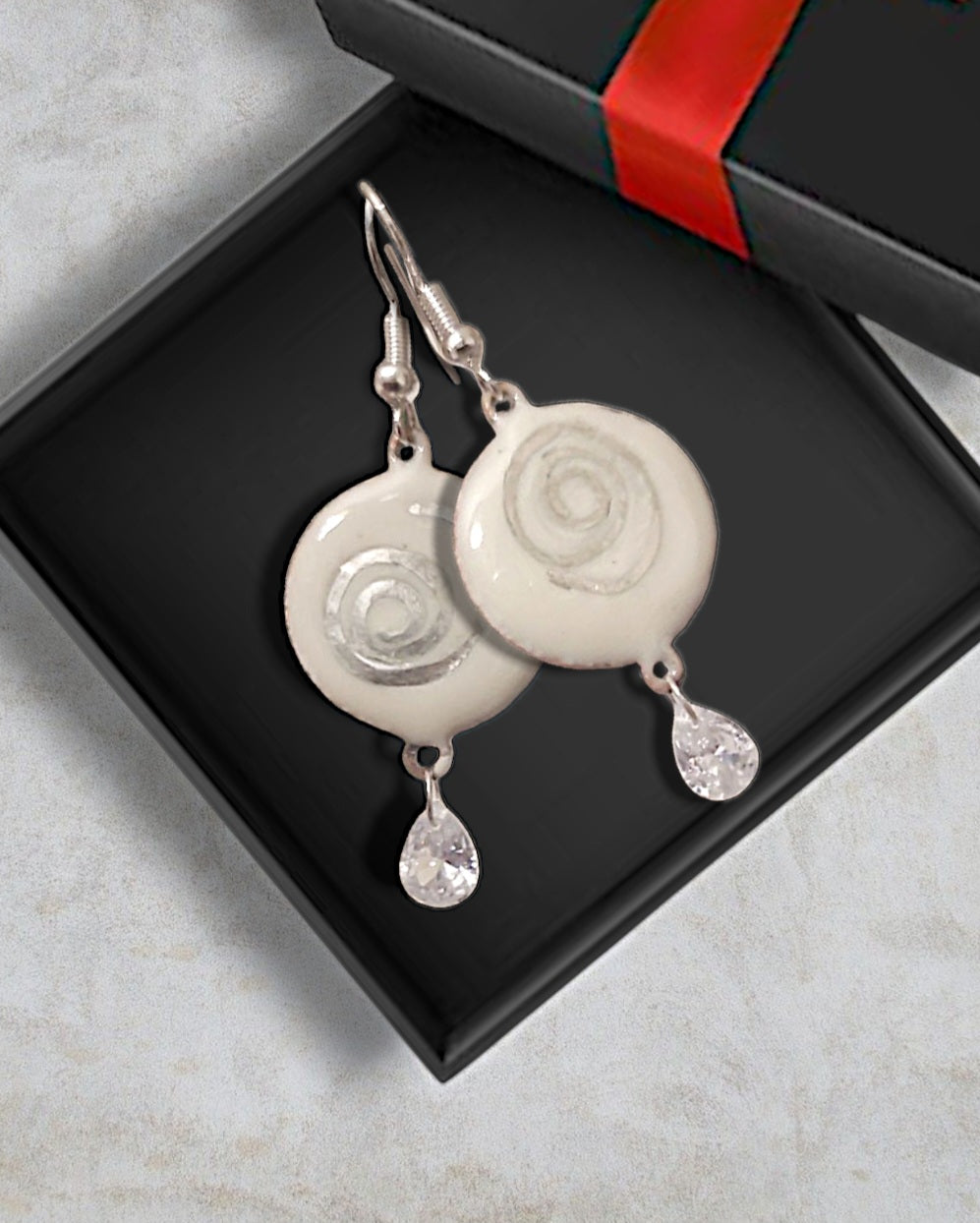 Boucles d'oreilles émail et argent - TOURBILLON de Crème - Maison CALUB