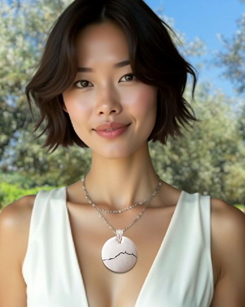 Grand Pendentif SAINTE VICTOIRE émail opaque cuivre - Maison CALUB