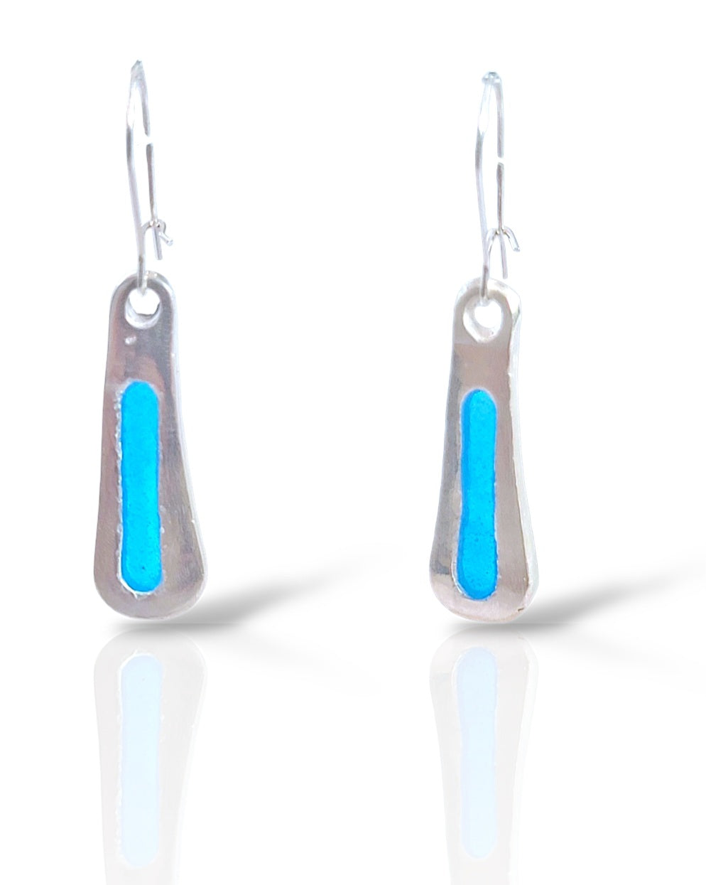 boucles d'oreilles bleue plique-à-jour translucide modernes en argent fin - maison CALUB