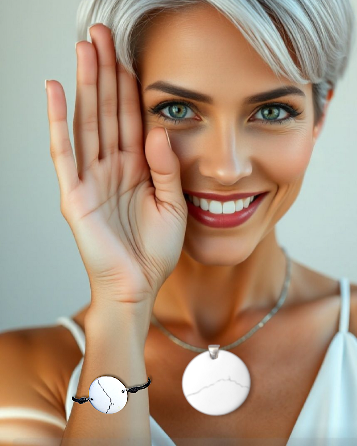 bracelet en émail sur cuivre montagne saint-victoire de couleur blanc embleme de la provence - maison calub