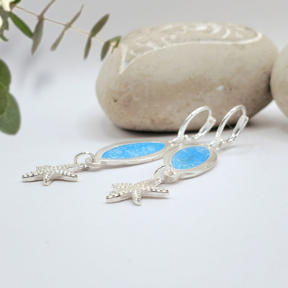 Boucles d'Oreilles Profondeurs Marines – Émail Grand Feu sur Argent Fin - Maison CALUB