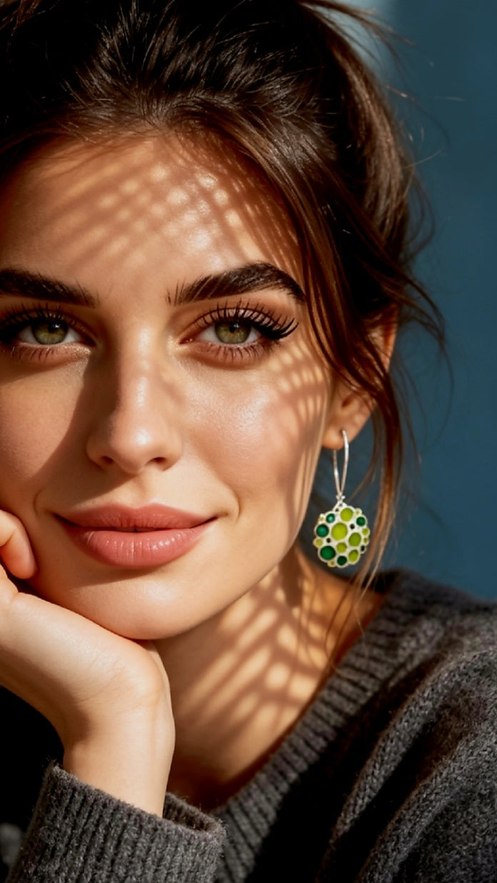 Boucles d'Oreilles en Email Grand Feu sur Argent – Bulles