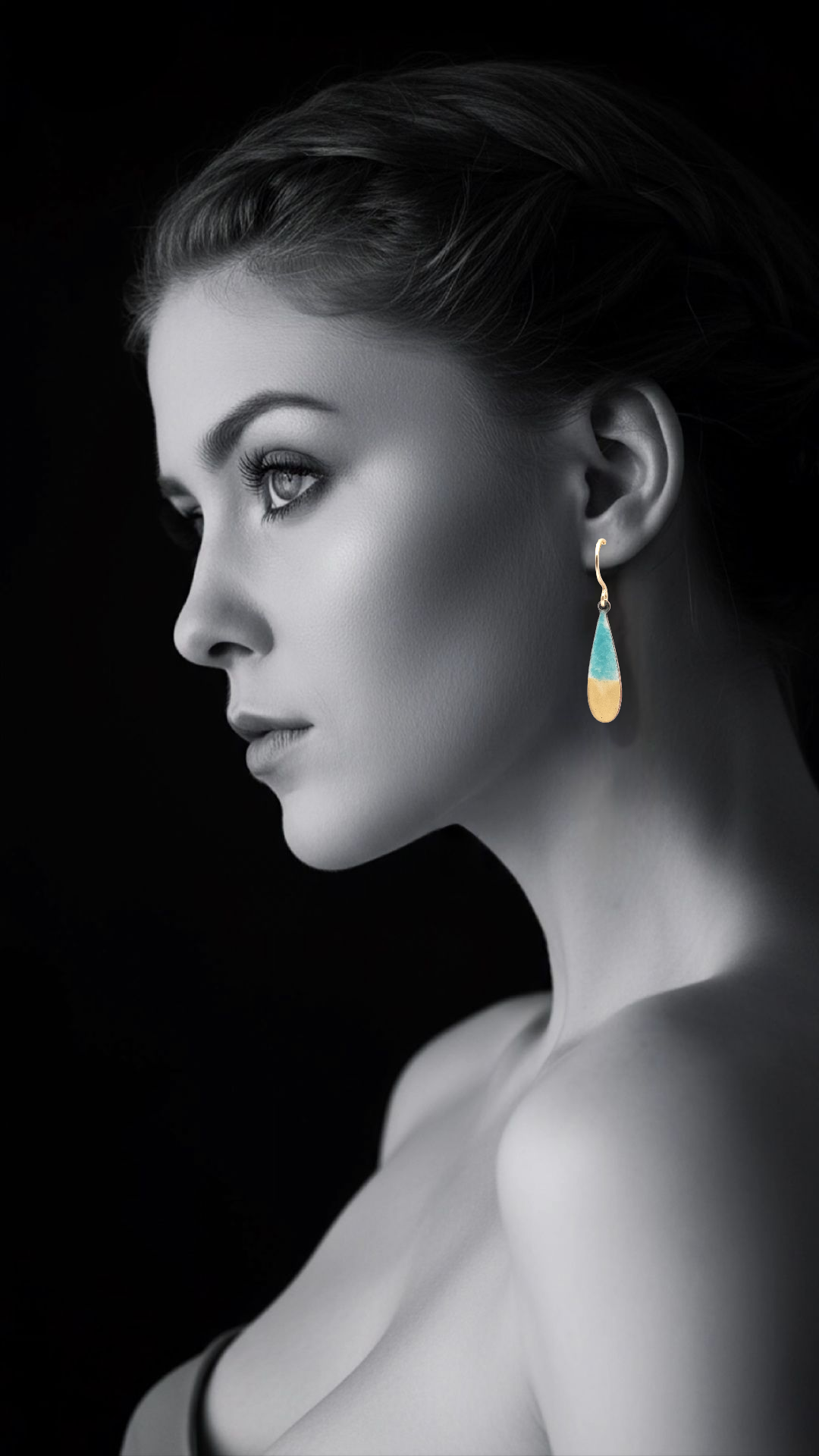 Boucles Oreilles Envie de Plage Émail Dégradé Turquoise Or CALUB