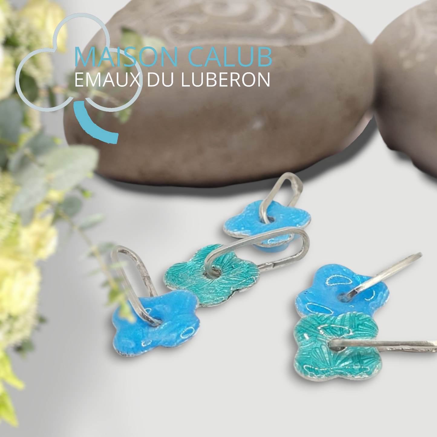 Pendentif Fleur Bleue – Email Grand Feu et Argent Fin - Maison CALUB