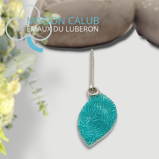Pendentif Feuille Vert Émeraude – Émail Basse-Taille et Argent Fin - Maison CALUB