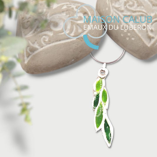 Pendentif LAURIER émail grand feu sur argent fin - Maison CALUB