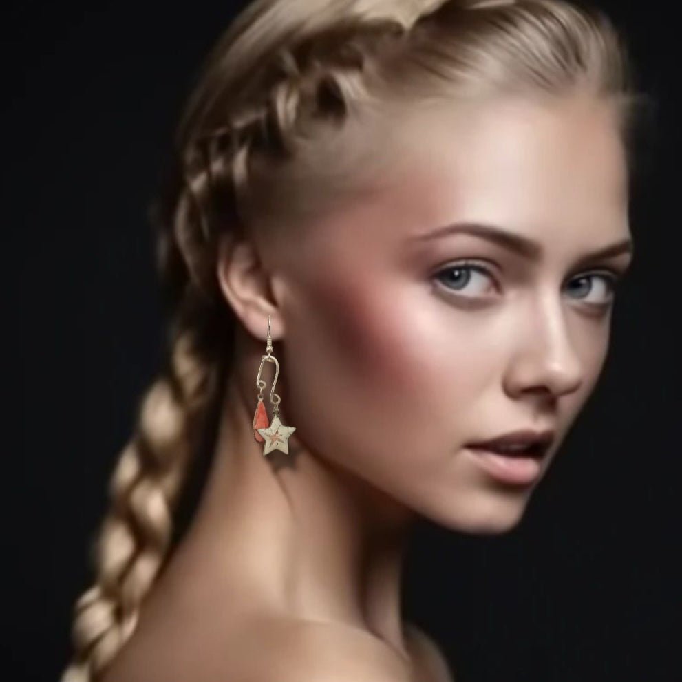 Boucles d'oreilles argent et email sur cuivre - STARLETTES