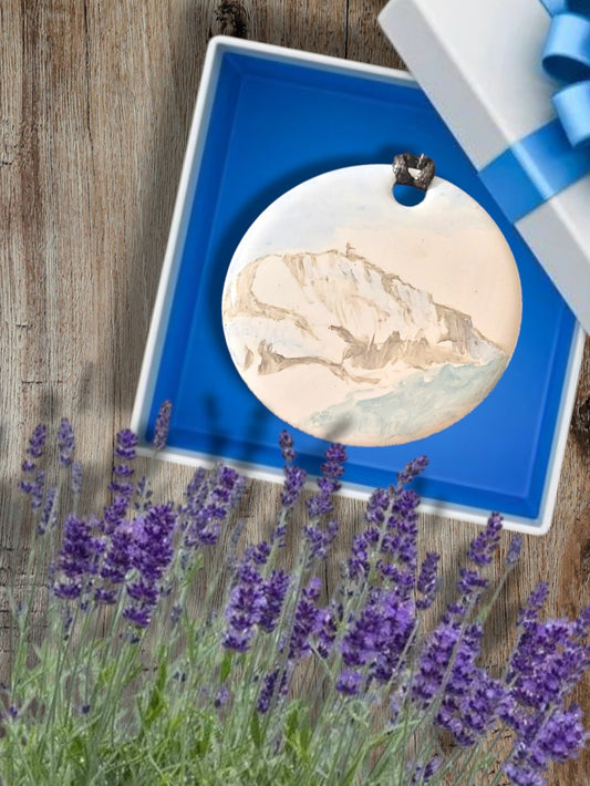 Grand pendentif en email sur cuivre - SAINTE VICTOIRE