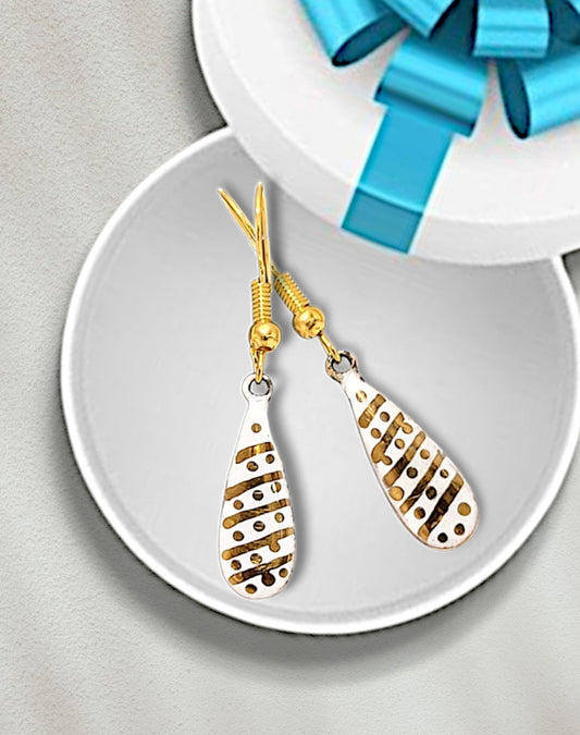 Petites boucles d'oreilles GUIRLANDES émail sur cuivre et or - Maison CALUB