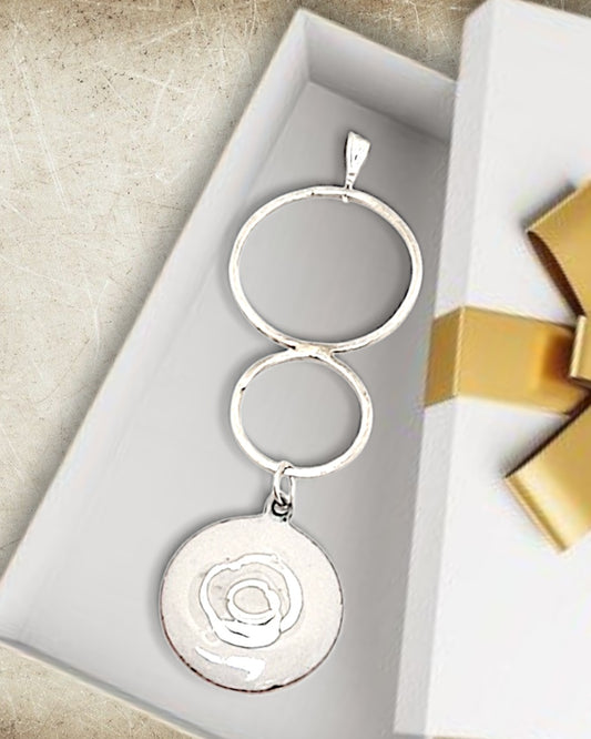 Pendentif double émail et argent - Crème Fouettée - Maison CALUB