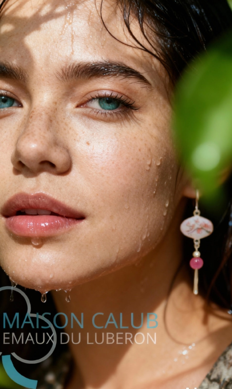 Boucles Oreilles Cerisier Longues Émail Peint Argent Rubis CALUB