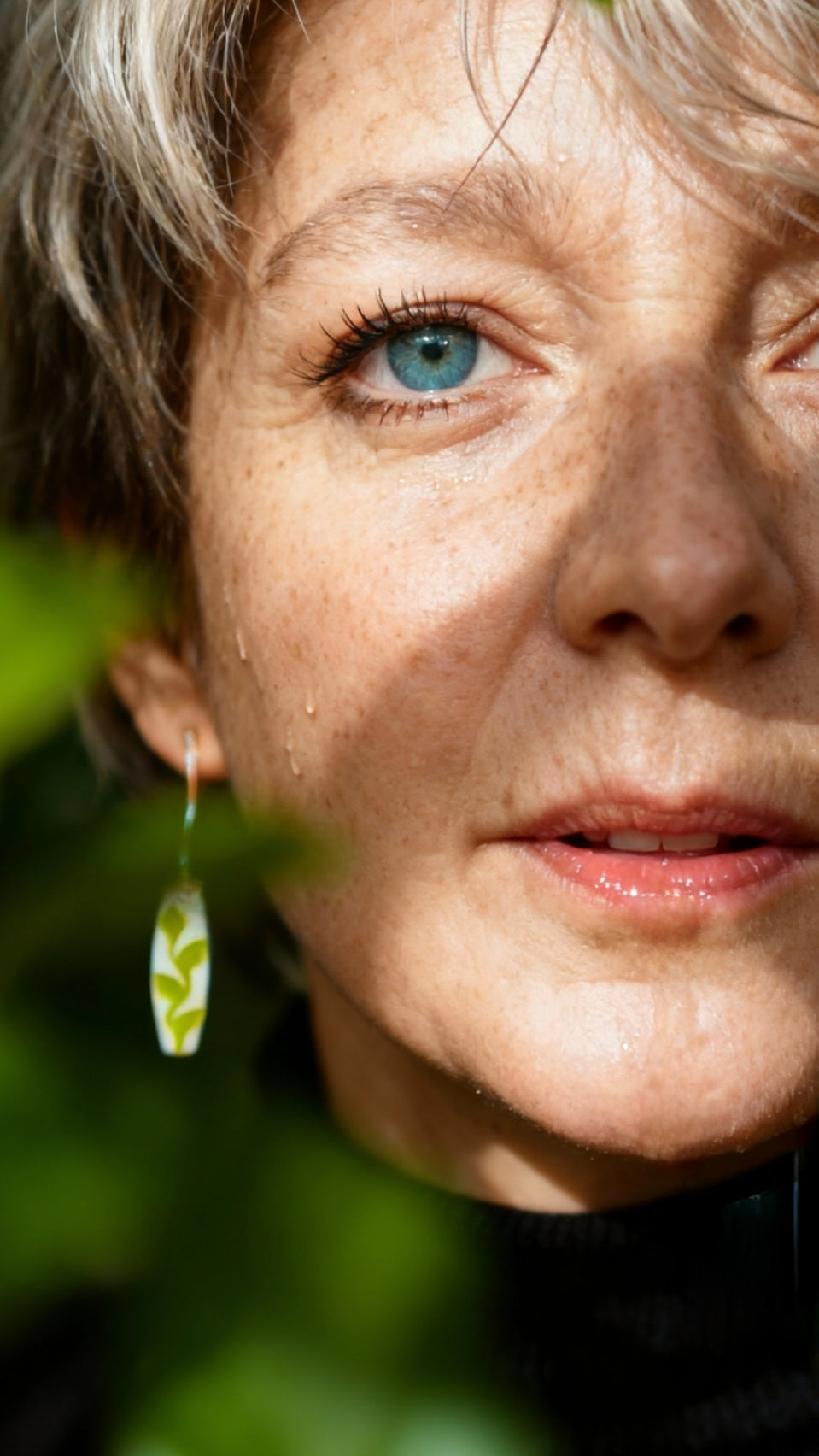 Boucles Oreilles Lianes Argent Fin Émail Champlevé Vert CALUB