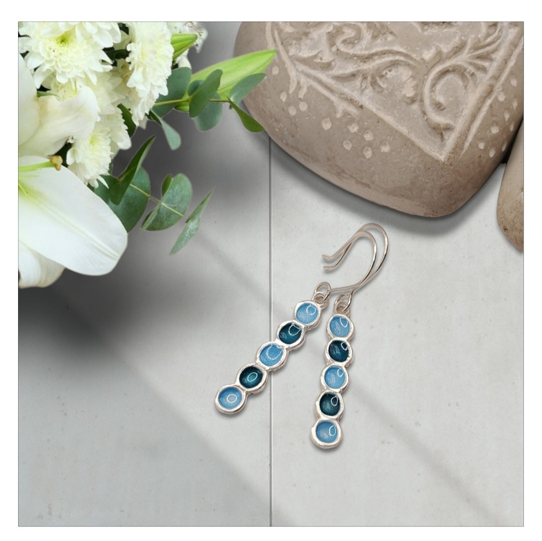 Bijou email artisanal sur argent, motif cercles champlevé, fait main en France