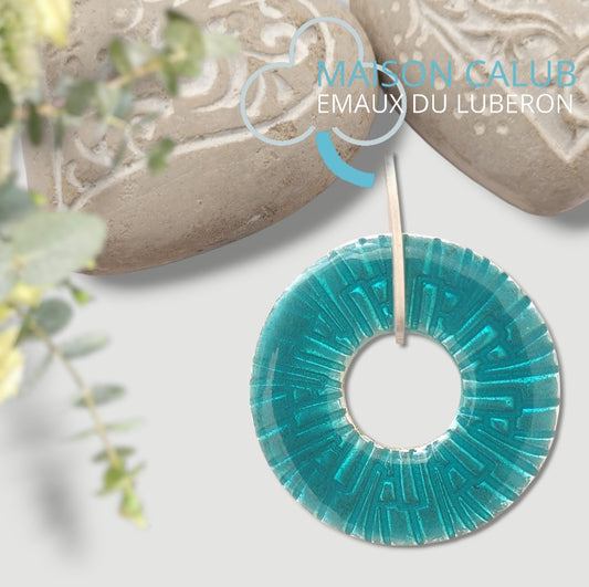 Pendentif Roue Turquoise – Émail Grand Feu Basse-Taille et Argent Fin - CALUB
