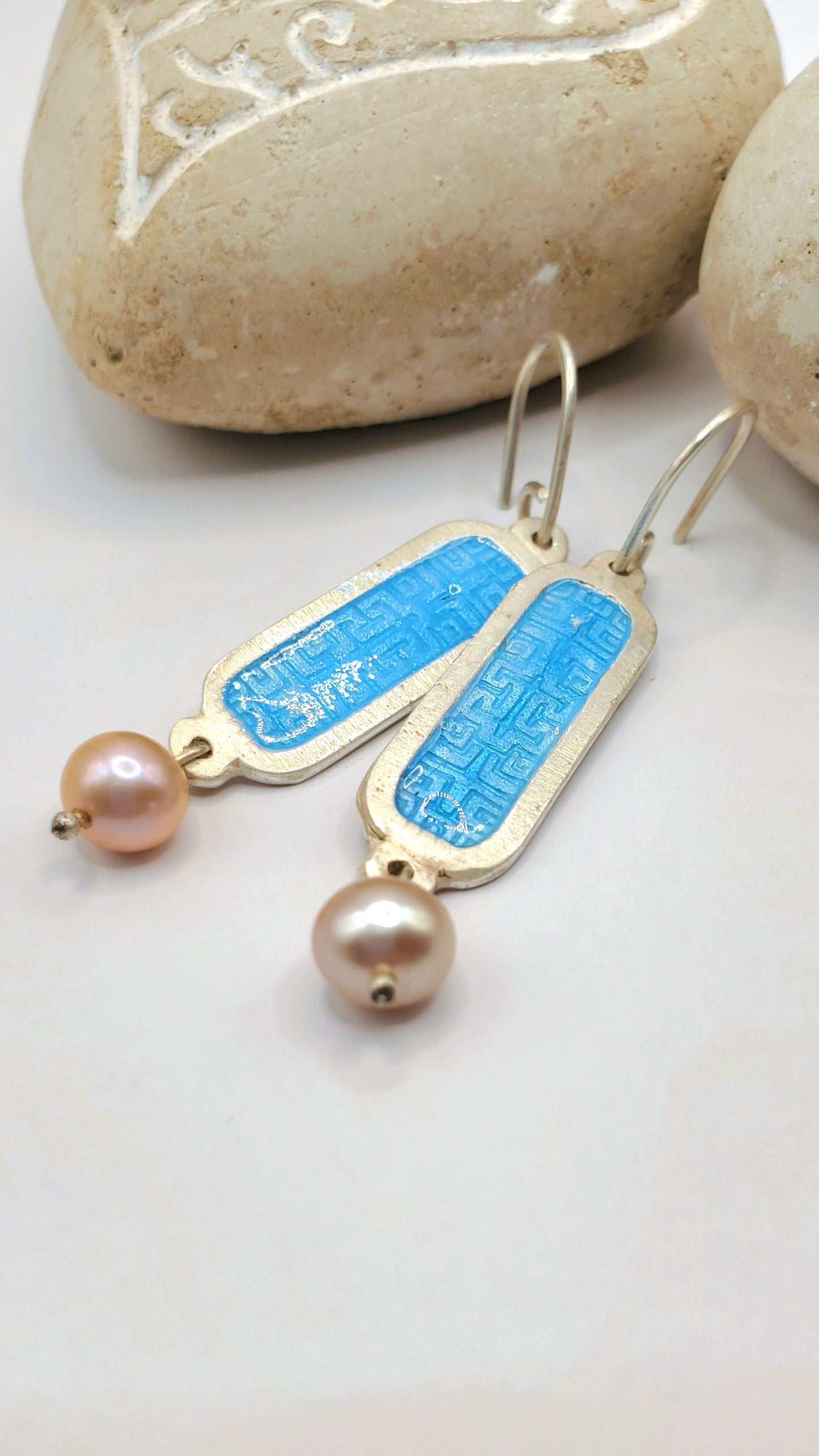 Boucles d'Oreilles Perles Nacrées – Émail Grand Feu sur Argent Fin - Maison CALUB