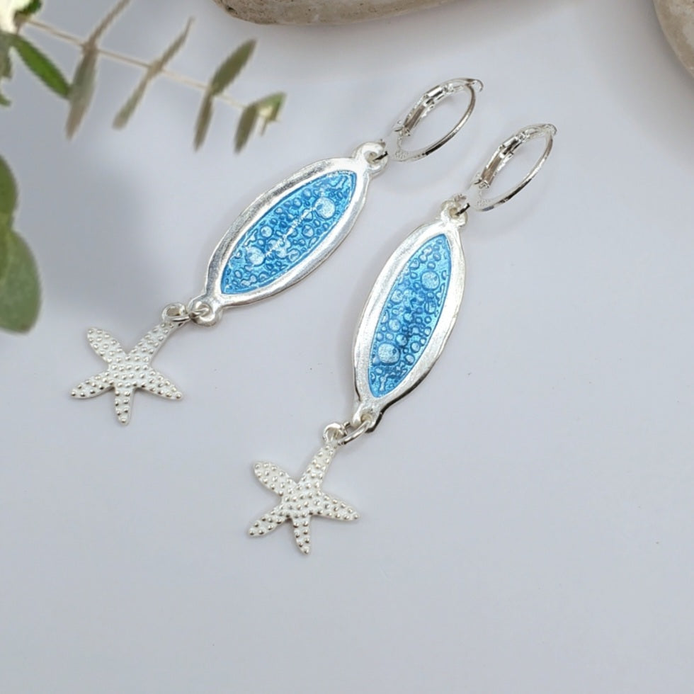 Boucles d'Oreilles Profondeurs Marines – Émail Grand Feu sur Argent Fin - Maison CALUB