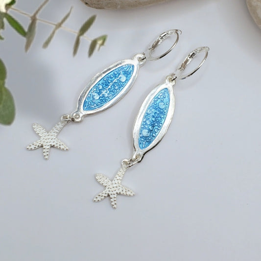 Boucles d'Oreilles Profondeurs Marines – Émail Grand Feu sur Argent Fin - Maison CALUB