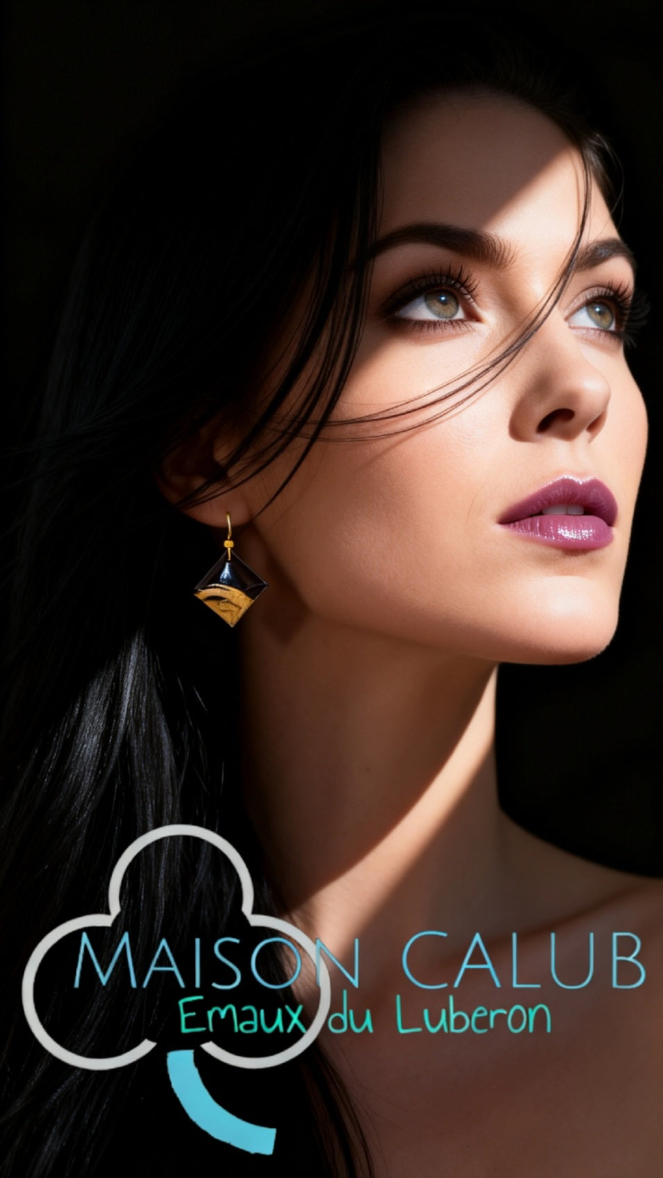 Boucles d'oreilles losange email noir et doré - BRUME dorée