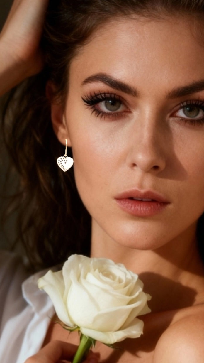 Boucles d'Oreilles Cœur Blanc et Or – Émail Grand Feu sur Cuivre - Maison CALUB