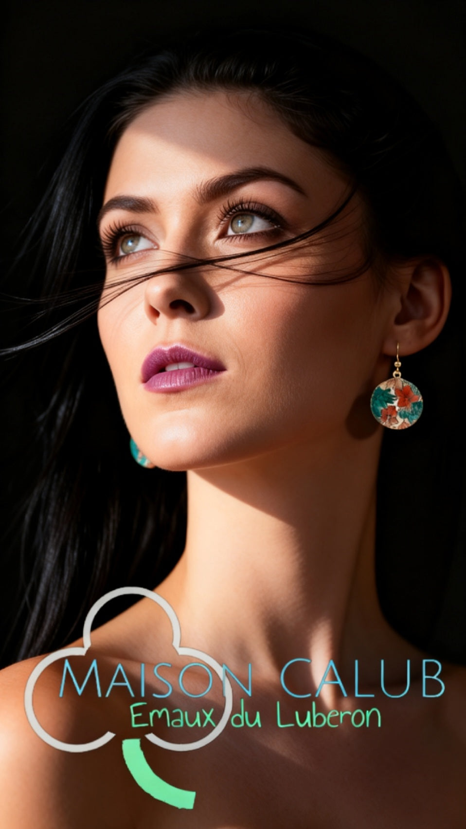 Boucles d'Oreilles Liberty Florales Rouge et vert - Émail Peint sur Cuivre - Maison CALUB