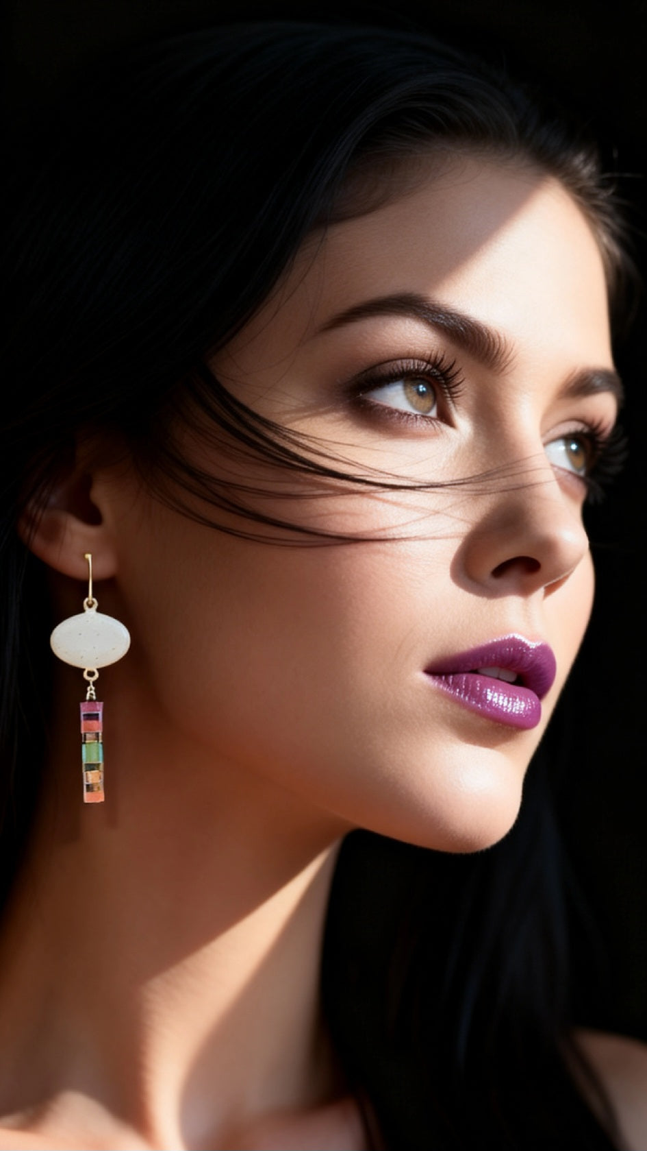 Boucles d'oreilles doubles émail uni et perles tila - Petit MIYUKI