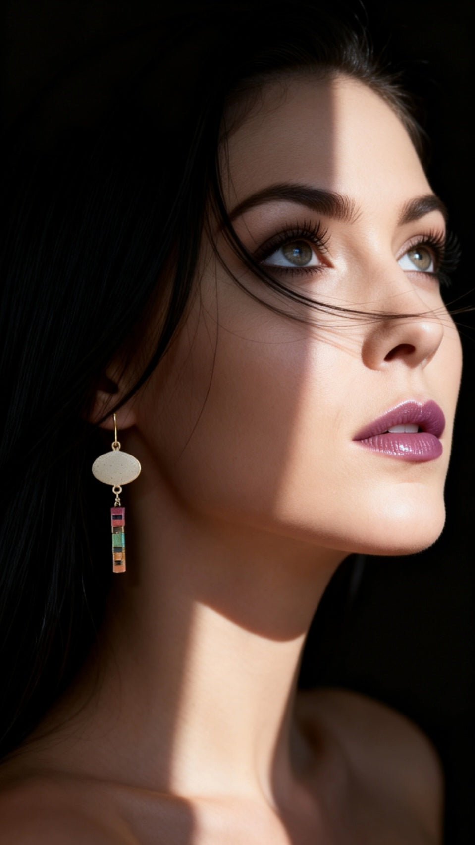 Boucles d'oreilles doubles émail uni et perles tila - Petit MIYUKI