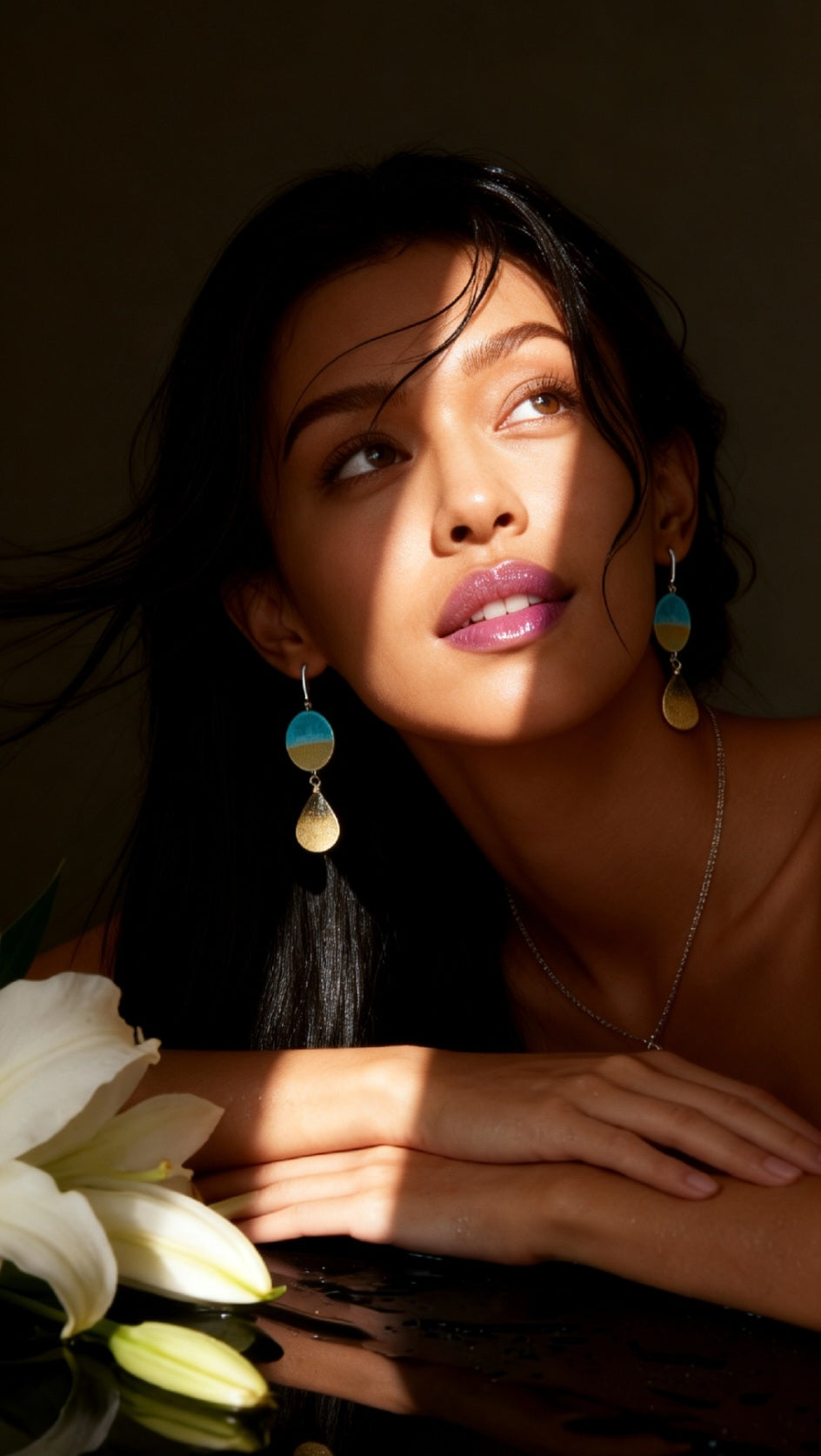 Boucles d'oreilles CARRY - email sur cuivre et mica doré