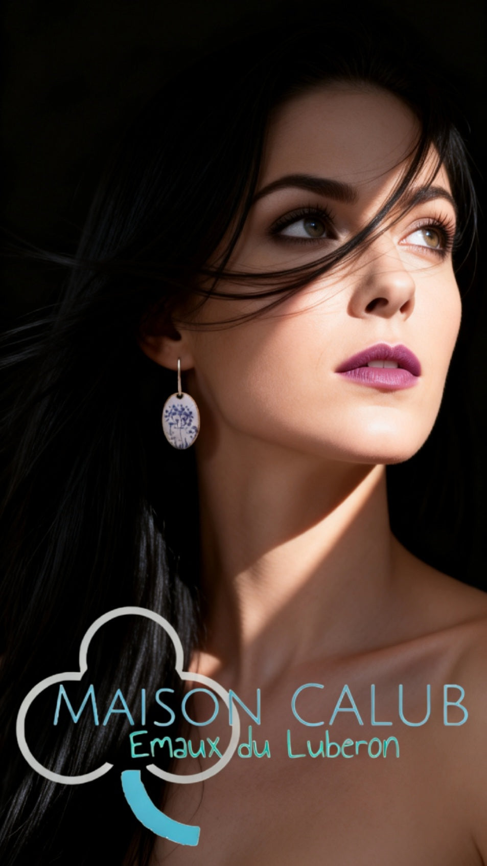 Boucles Oreilles Effet Porcelaine Bleue Émail Cuivre CALUB