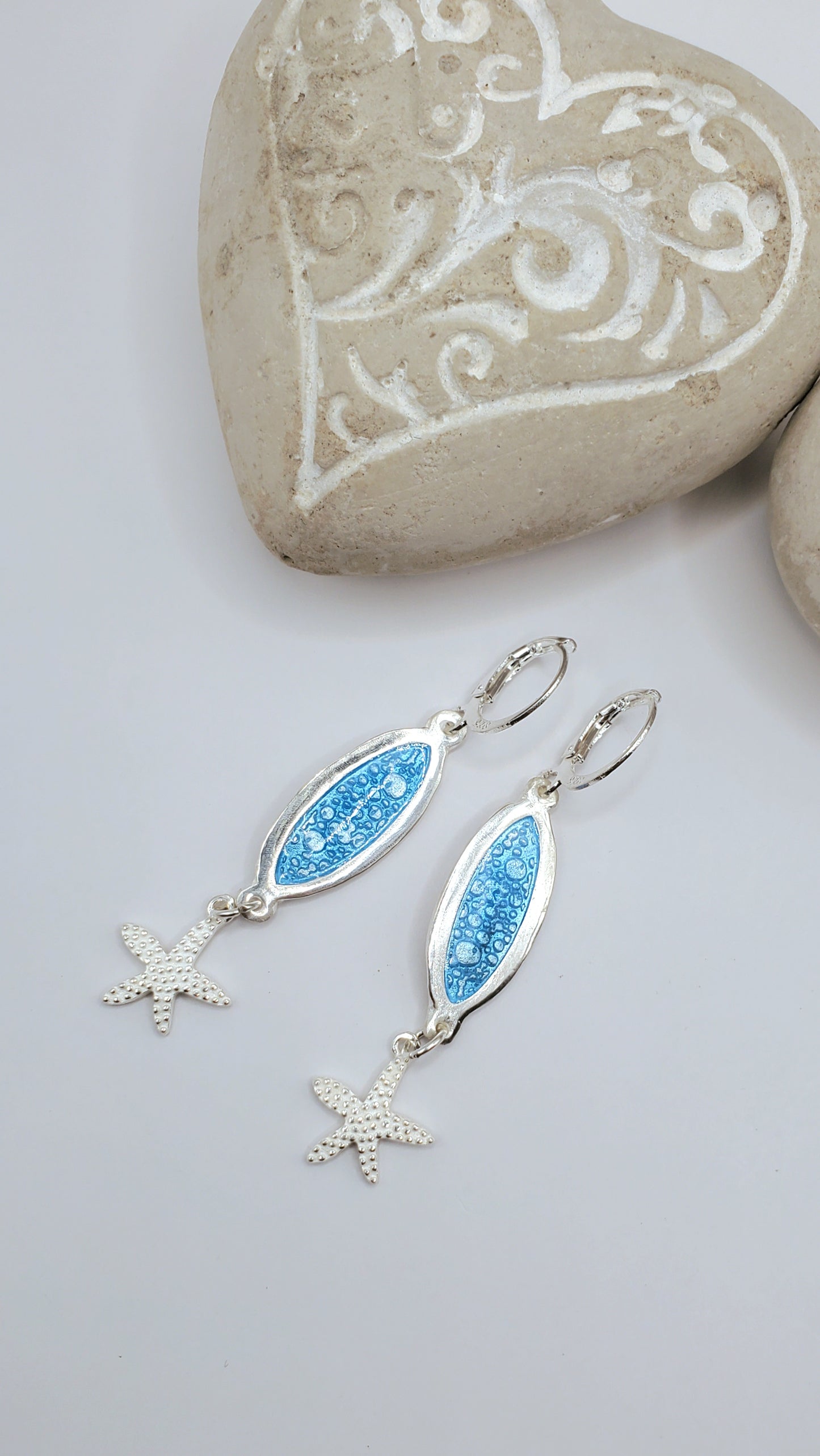 Boucles d'Oreilles Profondeurs Marines – Émail Grand Feu sur Argent Fin - Maison CALUB