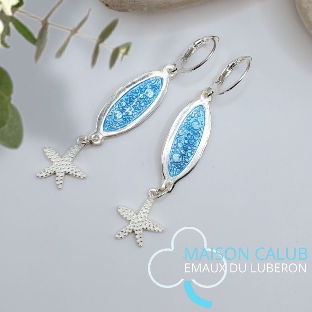 Boucles d'Oreilles Profondeurs Marines – Émail Grand Feu sur Argent Fin - Maison CALUB