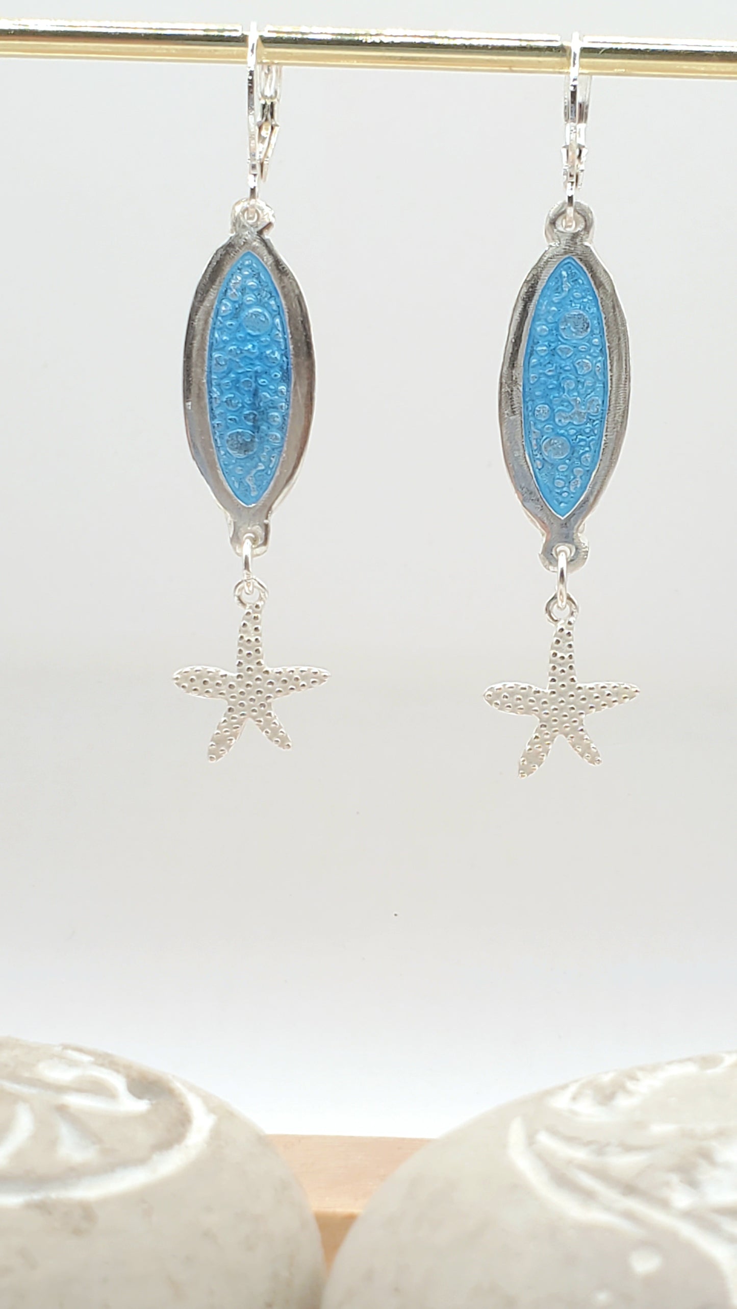 Boucles d'Oreilles Profondeurs Marines – Émail Grand Feu sur Argent Fin - Maison CALUB