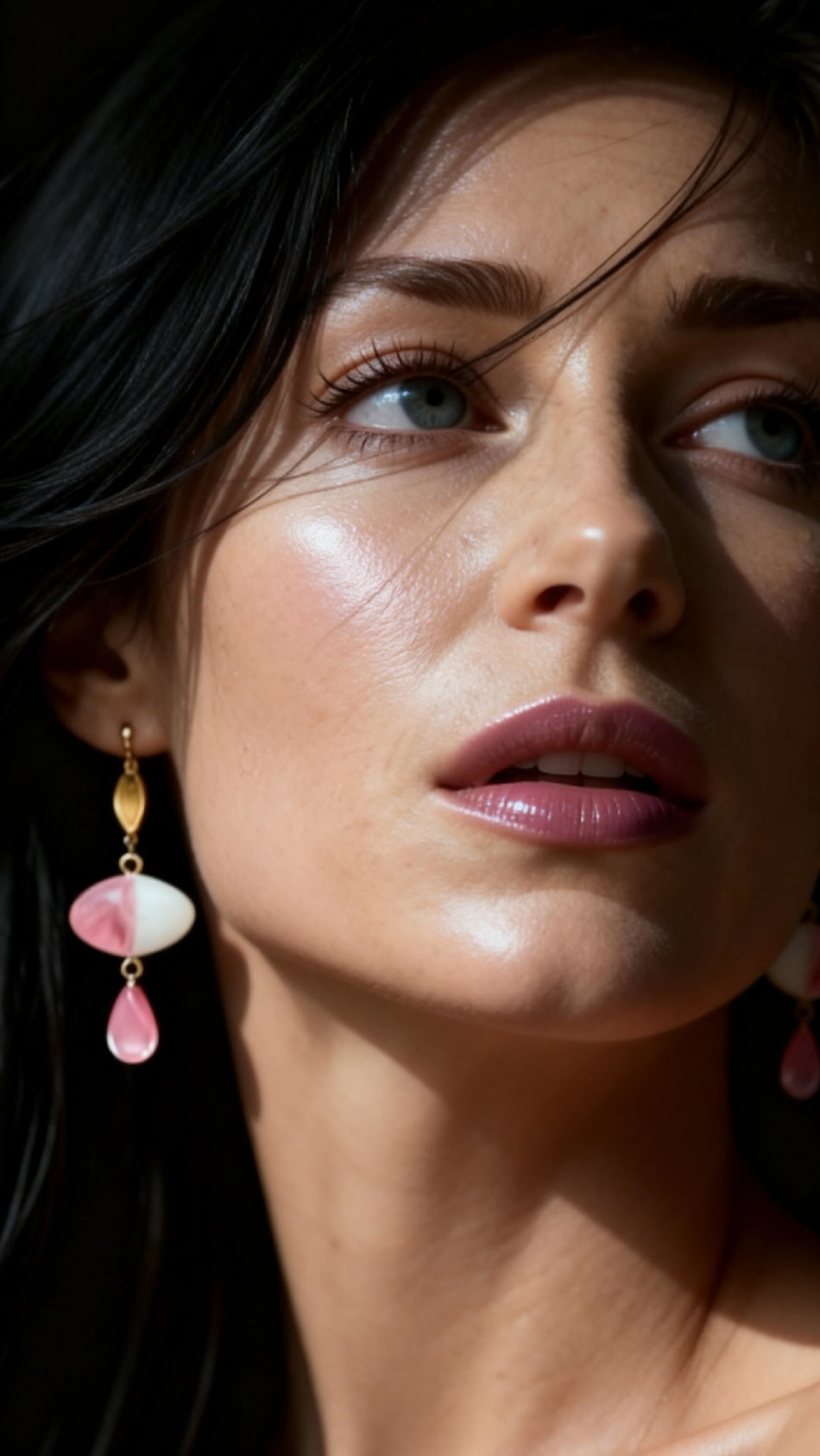 Boucles Oreilles Douceur Rosée Émail Dégradé Rose Perles Verre CALUB