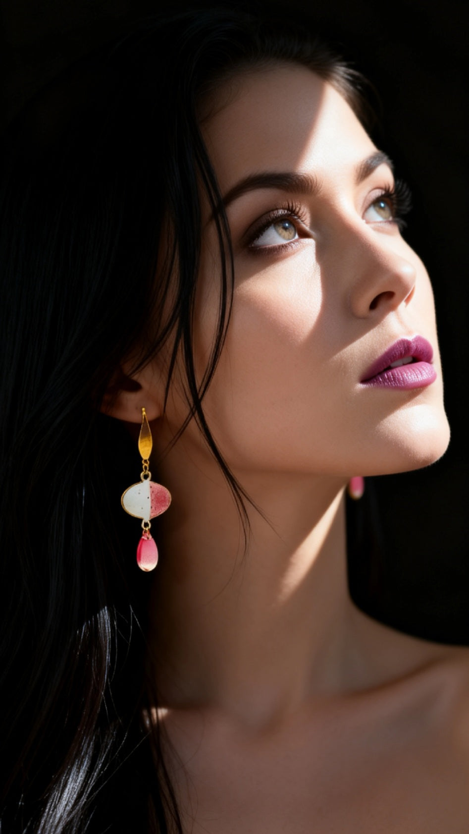 Boucles Oreilles Douceur Rosée Émail Dégradé Rose Perles Verre CALUB